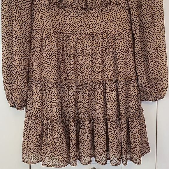 Altar'd State Animal Print Babydoll Tiered Mini Dress Size L - Picture 6 of 11
